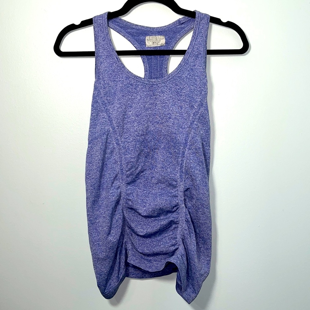 • Athleta Racerback Tank Top Fastest Track Ruched Blue